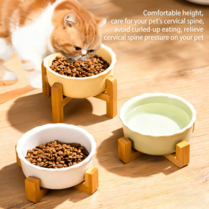 Bol en céramique pour chat et chien, anti-déversement, double support pour eau et nourriture - Product Image 6