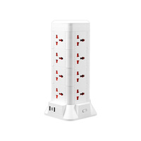 Multiprise tour verticale exclusive standard US avec ports USB et lampe de bureau intégrée, cordon d'extension 220-250V