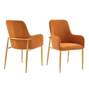 Avrupa popüler modern lüks otel turuncu paslanmaz çelik altın yemek sandalyeleri