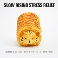 Jouet Squishy en forme de pain de tigre à remontée lente, motif visage de tigre mignon, anti-stress, décoration de bureau, cadeau