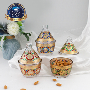 Pot à sucre en verre classique monobloc, forme conique, capacité 300 ml, design marocain, rangement de cuisine pour cadeaux - Product Image 1