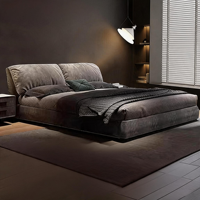 Cadre de lit plateforme Pillow-Back Cloud Soft avec rangement sous le lit, tête de lit capitonnée surdimensionnée, profil bas, sans sommier
