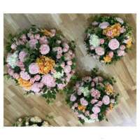 Boule de fleurs artificielles en soie rose et hortensia pour centre de table de mariage, rouge, blanc, violet