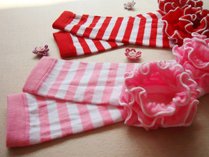 Q31047 Calcetines hasta la rodilla a rayas para niños pequeños Rayas navideñas Calentadores de piernas para bebés Volantes Calentadores para niñas recién nacidas - Product Image 3