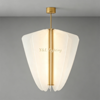 Lampe suspendue en forme d'éventail, structure bronze noir mat, abat-jour en acrylique diffuseur doux, hauteur réglable, lampe LED avec télécommande pour l'éclairage
