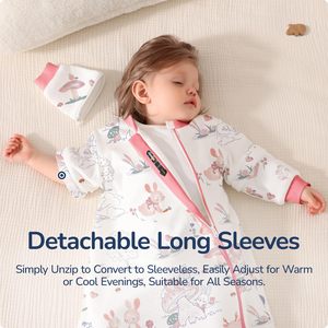 Saco de dormir Unisex de algodón cálido, saco de dormir transpirable con brazo desmontable para bebé, cremallera en la parte inferior para un <span class=keywords><strong>sueño</strong></span> seguro para recién nacido - Product Image 2