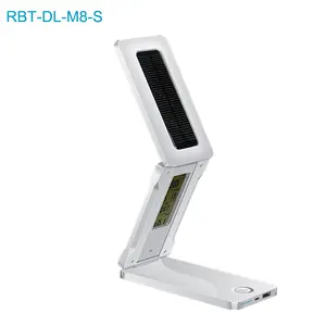 Solare portatile lampada da tavolo con orologio data USB lampada ricaricabile lampada solare