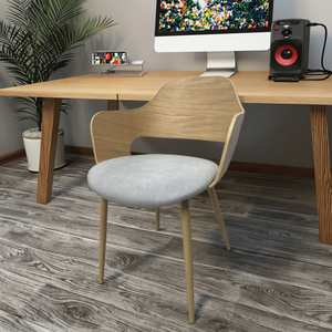 <span class=keywords><strong>Fauteuil</strong></span> en bois de chêne contreplaqué de style européen moderne avec pieds en métal et assise rembourrée en <span class=keywords><strong>tissu</strong></span> pour salle à manger, bureau à domicile, meubles - Product Image 6