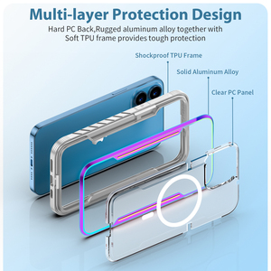Custodia Magnetica di Lusso per <span class=keywords><strong>iPhone</strong></span> 15 Pro Max, Custodia Magnetica Resistente per <span class=keywords><strong>iPhone</strong></span> 14, Custodia Protettiva in Metallo Trasparente Testata per Cadute per <span class=keywords><strong>iPhone</strong></span> 13/12 - Product Image 2