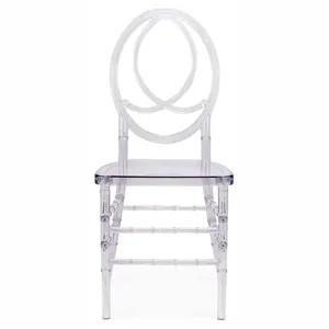 Yüksek kalite toptan kristal akrilik şeffaf plastik reçine napolyon sandalye Tiffany istifleme Chiavari sandalye