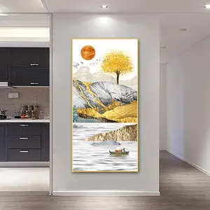 Pintura abstracta china para decoración del hogar, árbol rico y montaña para Cocina