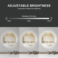 Miroir LED rond rétro-éclairé avec interrupteur tactile mural, miroir intelligent pour salle de bain avec lumière LED, cadre en aluminium, diamètre 90cm