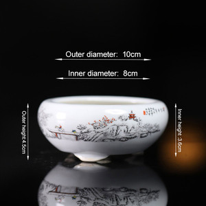 Vaso per Fiori Mini in Ceramica Smaltata Blu e Bianco Classico, Ecologico, con Motivo Irregolare, per Bonsai, Design Dipinto a Mano - Product Image 6