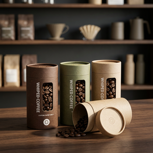 Eco-Friendly Recyclable PET Film Coated Kraft Paper CoTube with Misture-proof Open <b>Window</b> for Coffee Beans Storage - Product Image 1