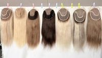 6x7 Base de seda Topper con 100% cabello virgen europeo tupé de ondas profundas para mujeres Rubio Balayage pelo judío Topper