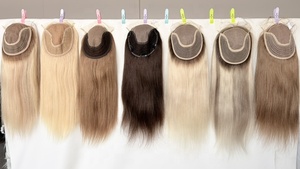 6x7 Topper Base di seta con capelli 100% europei vergini profondo parrucchino per le donne biondo Balayage capelli ebreo Topper - Product Image 3
