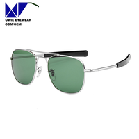 Lunettes de soleil carrées classiques OEM pour hommes, lunettes de pilote polarisées American Optical, monture transparente