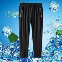 Pantalones Deportivos de Verano para Hombre, de Seda Helada, Ligeros, Transpirables, Elásticos, de Cintura Media, Pierna Recta, con Bolsillos, de Secado Rápido