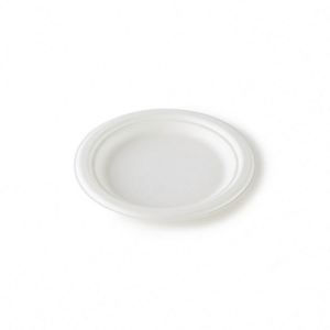Assiette de fête biodégradable personnalisable de 9 pouces à 3 compartiments, résistante à la graisse et à l'eau, écologique, en bagasse de canne à sucre recyclée, blanche - Product Image 2