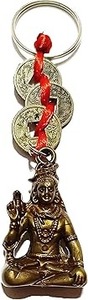 Divine Cultural Fusion Sacred Shiva Keychain with Vintage Style Brass Fortune Coins Offset Printed Offset Printing - Product Image 3