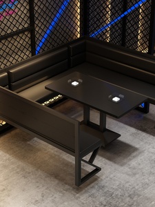 Ensemble de meubles de <span class=keywords><strong>restaurant</strong></span> modernes entièrement noirs, table à manger minimaliste en noir mat et fauteuils sculpturaux - Product Image 5