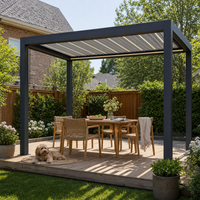 Pergola extérieure motorisée avec stores, abri pliant imperméable pour camping