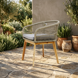 Chaise de jardin contemporaine en bois avec coussin en mousse, pieds coniques en pin, surface moquettée, écologique et durable, mobilier d'extérieur - Product Image 2