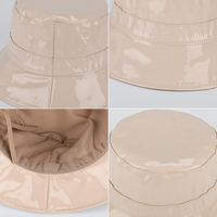 Chapeau Bob Imperméable Chic en Similicuir Brillant pour Femme avec Large Bord Uni, Style Hip-Hop, pour la Pêche - Vente en Gros