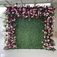 A-1720 haute qualité Floral arc mariage fête décor 5d soie fleur mur 8ft blanc cerisier fleur artificielle arc fleur mur