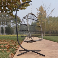 Ensemble de meubles de jardin de style ferme moderne, chaise suspendue pliante en forme d'œuf avec support