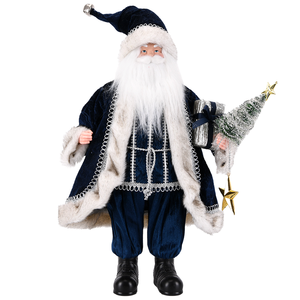 Navy Blue Velvet Celestial Standing Father Christmas Santa <b>Doll</b> for Christmas Decorations Navidad - Product Image 1