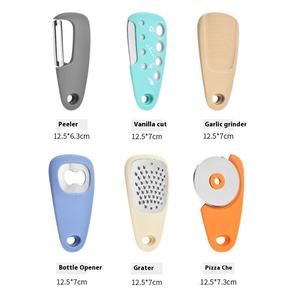 6pcs/Set Portable Stainless Steel Grater Set Stackable with Storage <b>Ring</b> Grinder Tool Household Pizza <b>Cutter</b> Vanilla - Product Image 5