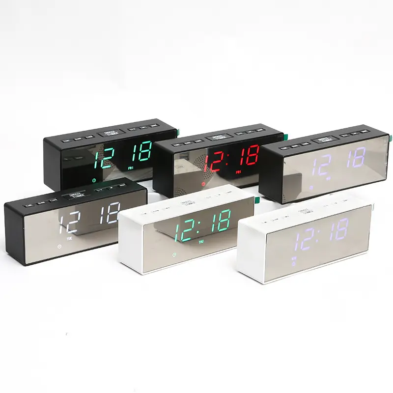 Electric Desktop Mirror Clock Digital Clock Calendar Table Watch for Home Bedroom Decor
