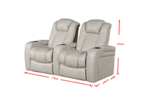 Sofá Reclinable Eléctrico Extensible de Cuero Genuino Moderno para Cine en Casa con Luz LED y Estructura de Madera