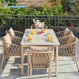 Bộ bàn ghế ngoài trời hiện đại, bền chắc bằng hợp kim nhôm và mây nhựa, thích hợp cho sân, ban công hoặc mái nhà, bộ đồ dùng giải trí trong vườn. - Product Image 2