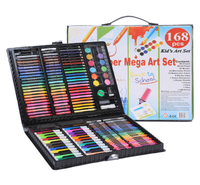 Haute qualité non toxique enfants boîtier en plastique aquarelle stylo couleur crayon 208 pièces Art dessin peinture ensemble avec chevalet Kit
