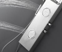 Panneau de douche de luxe en acier inoxydable brossé avec mitigeur de baignoire et douchette à main en céramique douce