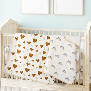 Nouveau 2026 Tapis à langer pour bébé 50x70cm en bambou et élasthanne doux, avec <span class=keywords><strong>couche</strong></span> intermédiaire en TPU imperméable et dos en tissu éponge de polyester respirant, protège-draps anti-urine - Product Image 4