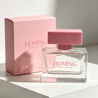 Flacon pulvérisateur de parfum en verre transparent carré plat de haute qualité, 100 ml, 30 ml, 50 ml, avec bouchon noir ou rose de 15 mm