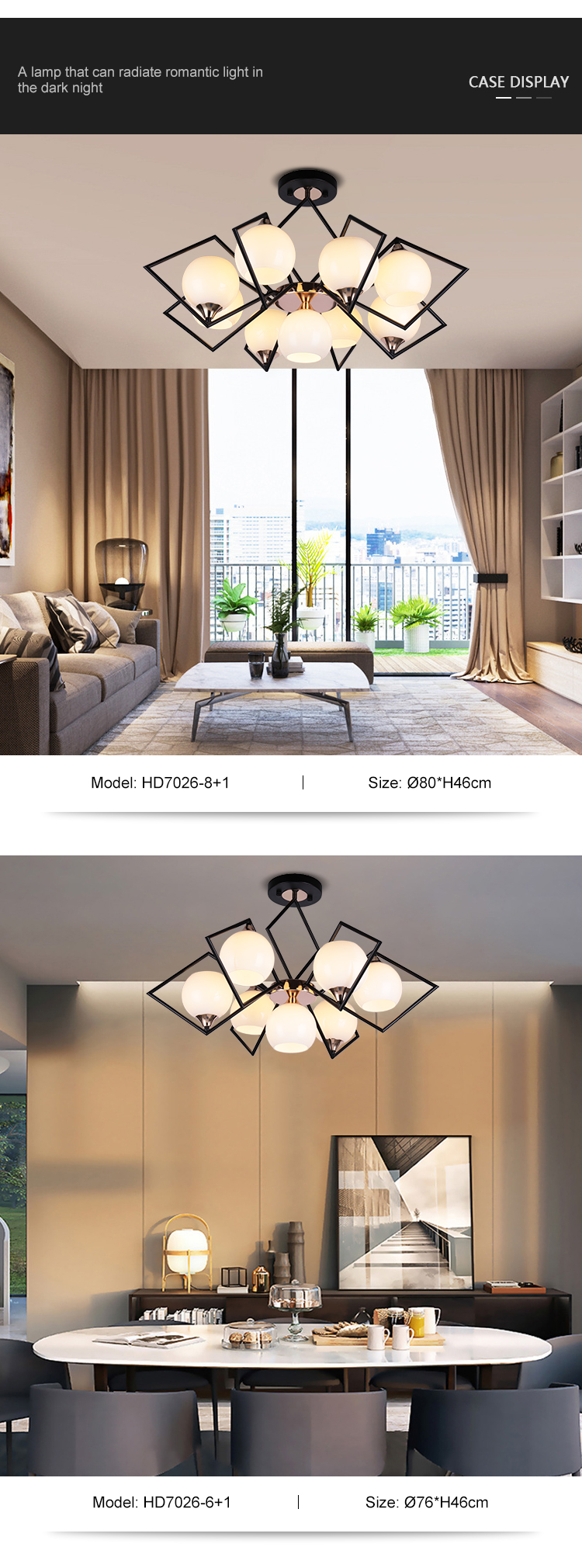 High Brightness Living Room Bedroom Glass Iron Modern E27 Chandelier Light