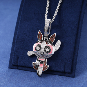 Collana con Ciondolo Cartoon Placcato Oro 2025, Stile Hip Hop, Ispirata alle <span class=keywords><strong>Powerpuff</strong></span> Girls, con Zirconi Incastonati, Gioielli Disponibili - Product Image 3