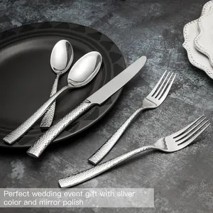 Mirror Polish Silver Stainless Steel 5PCS Cutlery Set Hotel Bulk Knife Fork Spoon Set Luxury Flatware Set For Restaurant