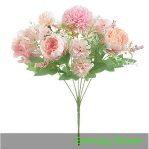 Everong 7 peonías coloridas, flores artificiales, guía <span class=keywords><strong>de</strong></span> boda, decoración floral personalizada interior del hogar - Product Image 4