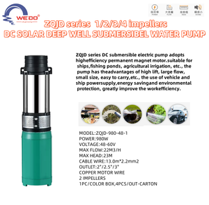 Grande flusso 2.5 \ "presa DC pompa ad acqua solare wodo spazzola ZQJB-980W-48V portatile con 2 girante profonda pozzo sommergibile pompa dell'acqua - Product Image 3
