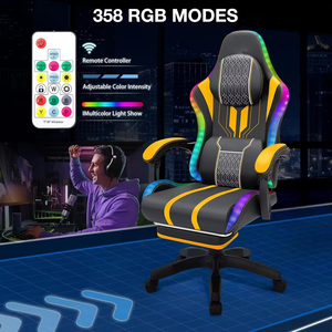 Chaise de jeu avec haut-parleur <span class=keywords><strong>Bluetooth</strong></span> et lumière LED RGB, chaise de jeu ergonomique avec massage et repose-pieds, livraison gratuite - Product Image 2
