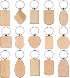 Ébauches de porte-clés en bois à graver pour cadeaux DIY et artisanat, porte-clés vierges en bois pour gravure laser - Product Image 3