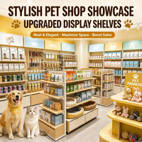 Étagère en acier et bois pour litière de chat et nourriture pour chien, directement de l'usine, pour magasin d'articles pour animaux, mobilier de magasin personnalisé, présentoir personnalisé pour magasin d'animaux