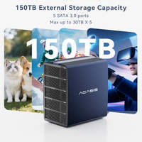 Boîtier externe en aluminium pour disques durs SATA RAID 3,5 pouces à 5 baies, USB 3.2 Gen2 20 Gbps, compatible EC5Pro, 5x30 To
