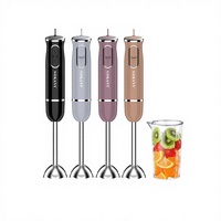 SOKANY1726 Blender Tangan Stainless Steel dengan Kontrol Tombol Tekan Kapasitas 600mL 2 Mata Pisau 300W untuk Membuat Jus & Menghancurkan