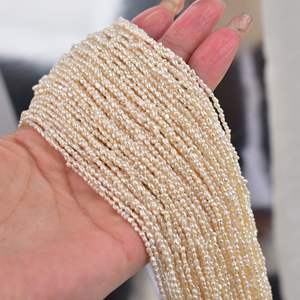 Perles d'eau douce naturelles Wenchi Mini 2 mm, blanches, irrégulières, chaîne torsadée brisée, semi-finies, pour modèles DIY de torsades de pâte frite, modèle 30686 - Product Image 3